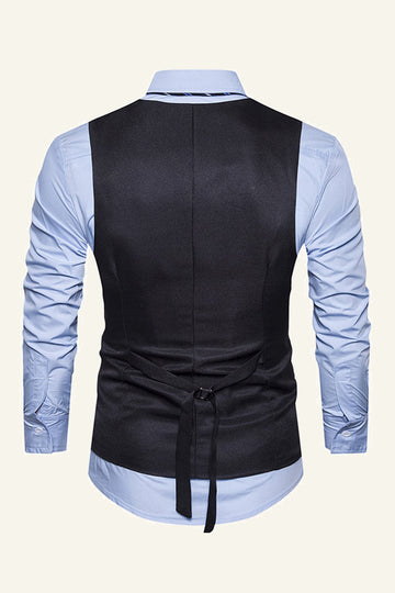 Revers noir à poitrine unique Gilet noir pour hommes